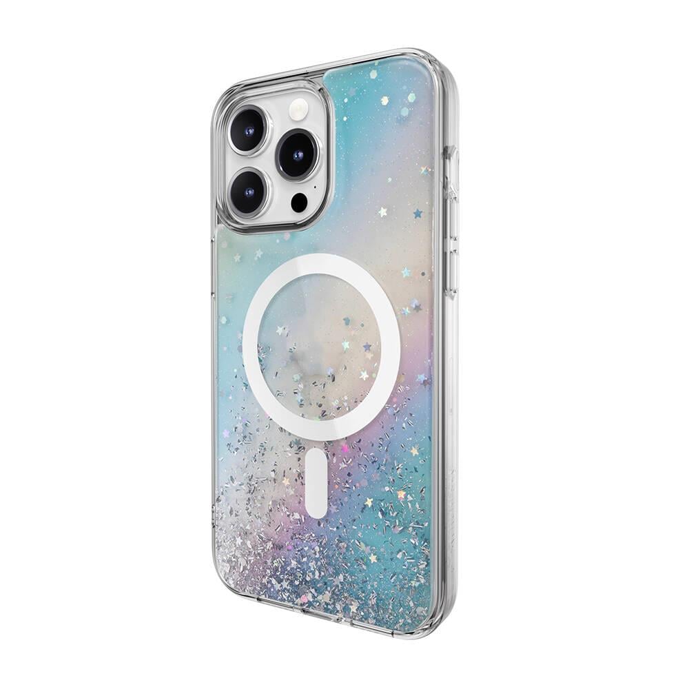 Apple iPhone 15 Pro Max Kılıf M-safe Şarj Özellikli Parlayan Simli Şeffaf Lisanslı Switcheasy Starfield-M Kapak