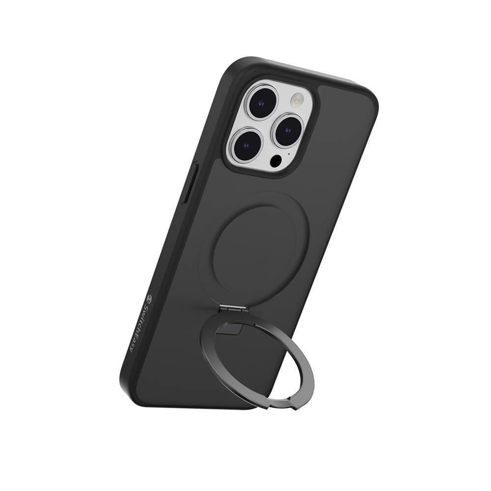 Apple iPhone 15 Pro Max Kılıf M-safe Şarj Özellikli Yüzük Standlı Lisanslı Switcheasy Magstand-M Kapak
