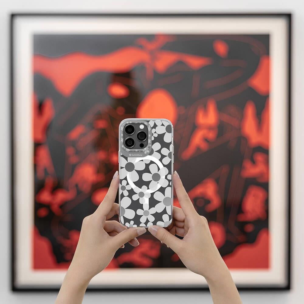 Apple iPhone 15 Pro Max Kılıf M-safe Şarj Özellikli Çift IMD Baskılı Lisanslı Switcheasy Artist-M Fleur Kapak