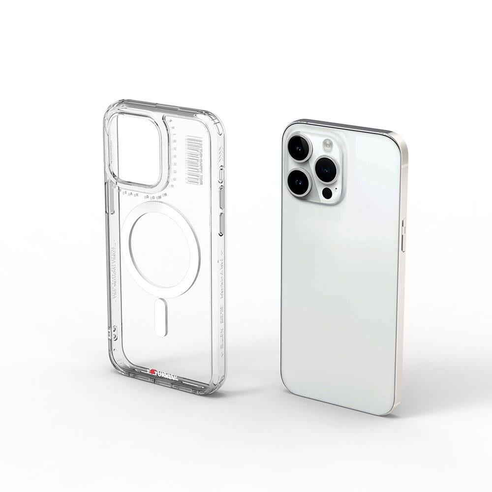 Apple iPhone 15 Pro Max Kılıf M-safe Şarj Özellikli Şeffaf Transparan Wiwu Turkey D Serisi Kapak