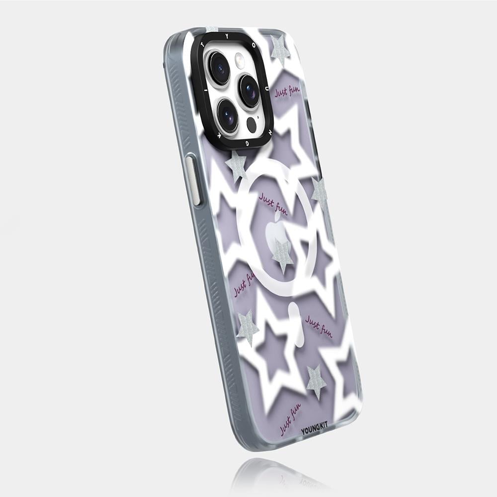 Apple iPhone 15 Pro Max Kılıf M-safe Şarj Özellikli Airbagli Çift Katmanlı Youngkit Star&Butterfly Serisi Kapak