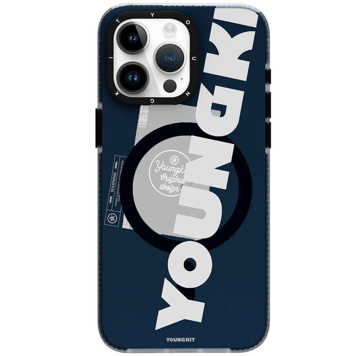 Apple iPhone 15 Pro Max Kılıf M-safe Şarj Özellikli Youngkit Binfen Serisi Yazı Temalı Kapak