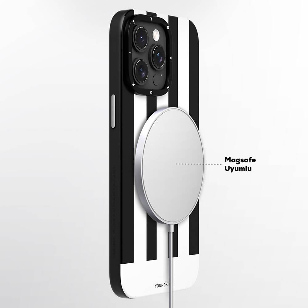 Apple iPhone 15 Pro Max Kılıf M-safe Şarj Özellikli Youngkit Striped Piano Keys Serisi Kapak