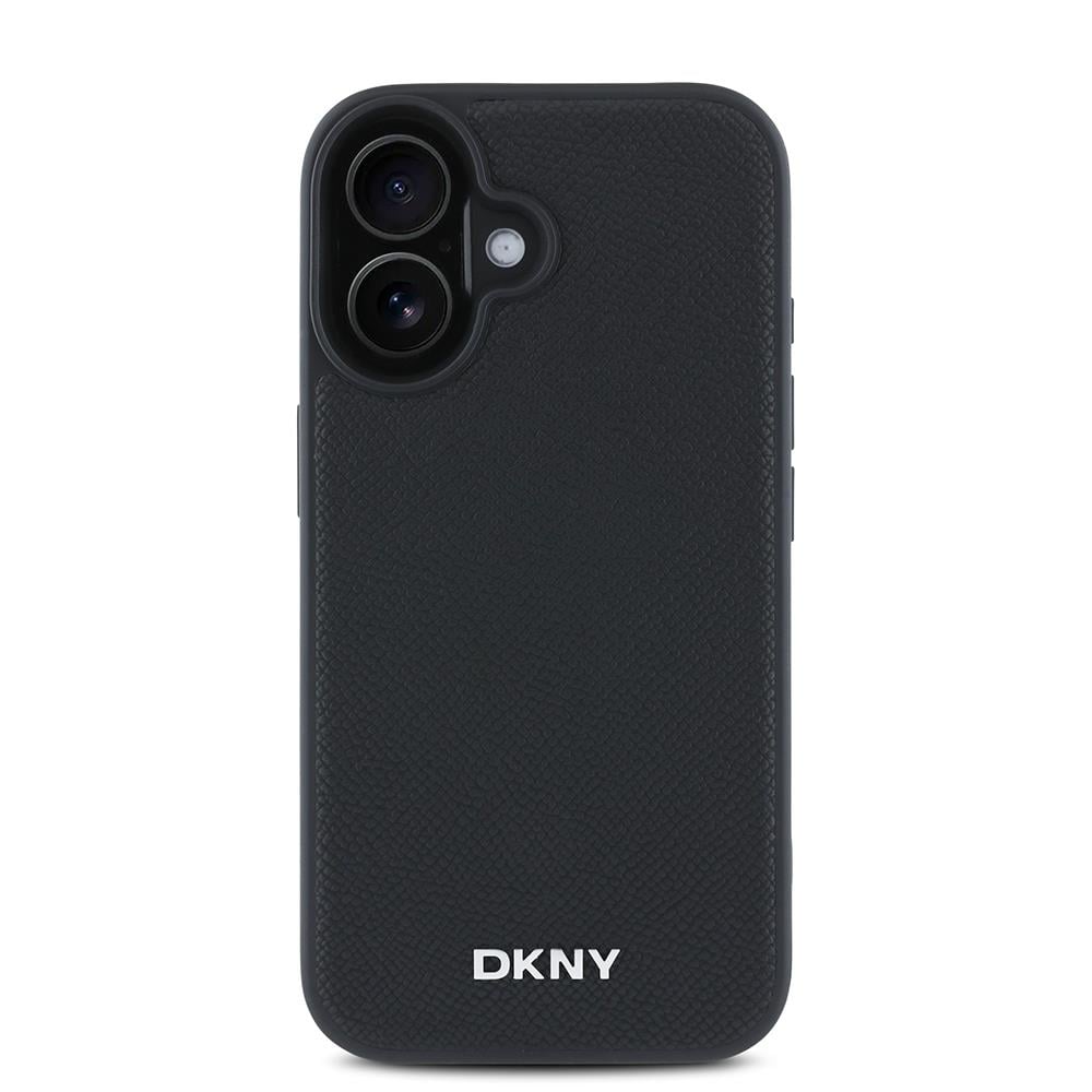 Apple iPhone 16 Kılıf DKNY Orjinal Lisanslı M-safe Şarj Özellikli Metal Logolu PU Deri Grained Kapak