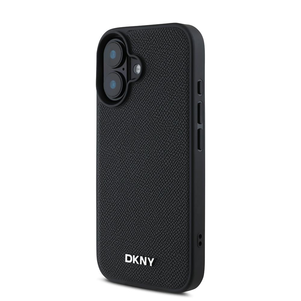 Apple iPhone 16 Kılıf DKNY Orjinal Lisanslı M-safe Şarj Özellikli Metal Logolu PU Deri Grained Kapak