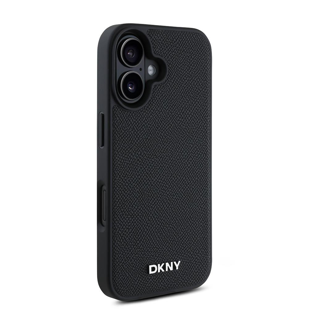 Apple iPhone 16 Kılıf DKNY Orjinal Lisanslı M-safe Şarj Özellikli Metal Logolu PU Deri Grained Kapak