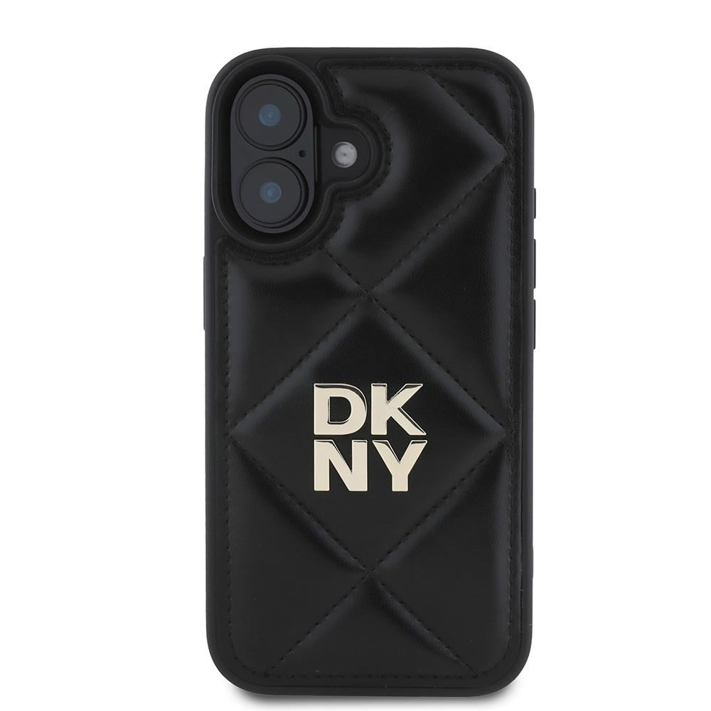 Apple iPhone 16 Kılıf DKNY Orjinal Lisanslı Kapitone Tasarımlı Metal Logolu Deri Kapak