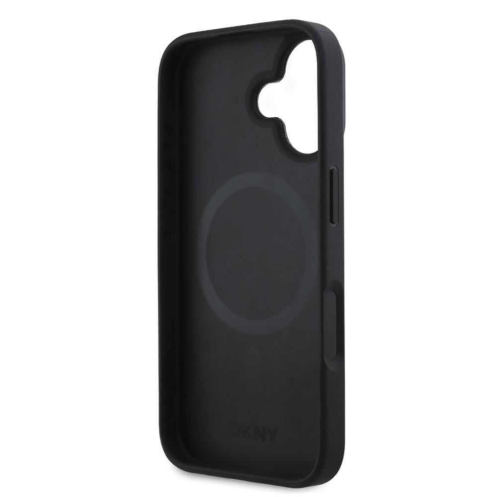 Apple iPhone 16 Kılıf DKNY Orjinal Lisanslı M-safe Şarj Özellikli Metal Logolu PU Deri Plain Kapak