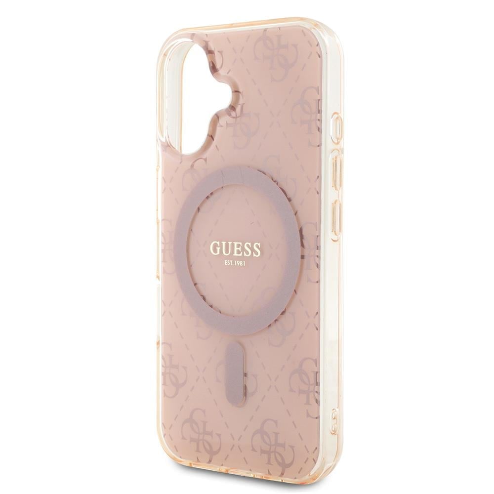 Apple iPhone 16 Kılıf Guess Orjinal Lisanslı M-safe Şarj Özellikli IML Baskılı Klasik Logolu 4G Desenli Kapak