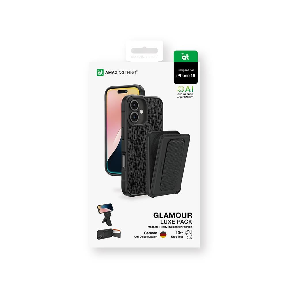 Apple iPhone 16 Kılıf M-safe Şarj Özellikli Standlı Kartlıklı Set Amazingthing Glamour Luxe Serisi Kapak