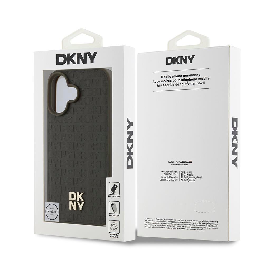 Apple iPhone 16 Plus Kılıf DKNY Orjinal Lisanslı M-safe Şarj Özellikli 3D Yazılı Repeat Pattern Kapak
