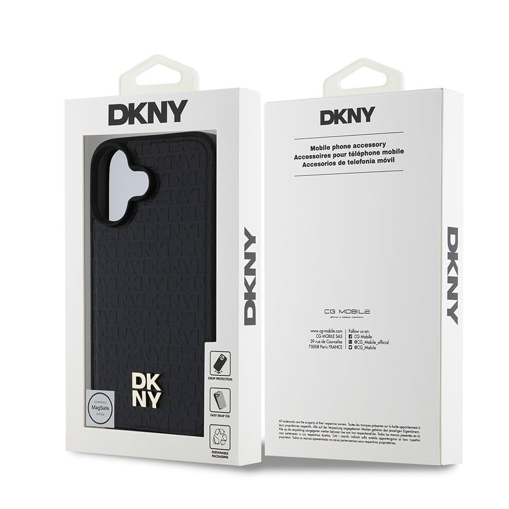 Apple iPhone 16 Plus Kılıf DKNY Orjinal Lisanslı M-safe Şarj Özellikli 3D Yazılı Repeat Pattern Kapak
