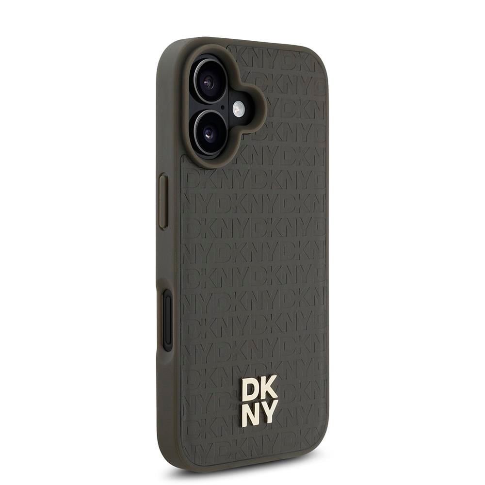 Apple iPhone 16 Plus Kılıf DKNY Orjinal Lisanslı M-safe Şarj Özellikli 3D Yazılı Repeat Pattern Kapak