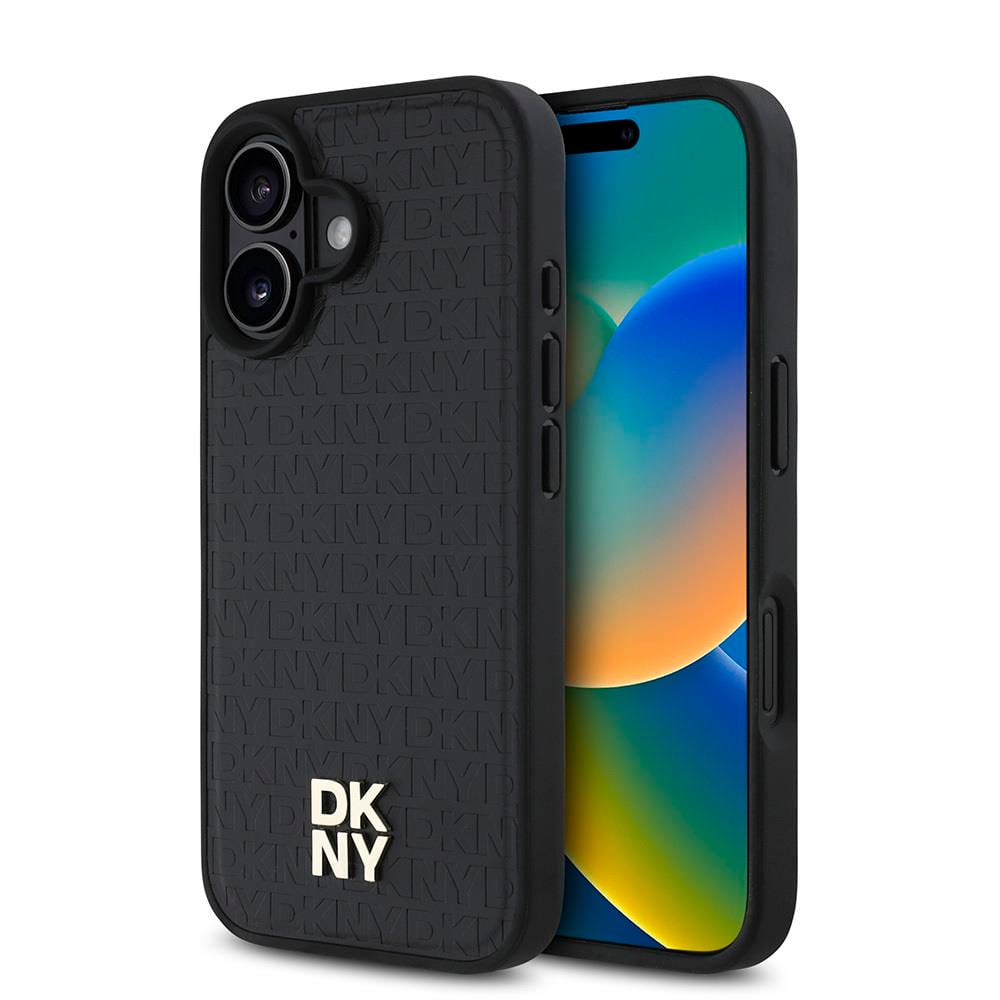 Apple iPhone 16 Plus Kılıf DKNY Orjinal Lisanslı M-safe Şarj Özellikli 3D Yazılı Repeat Pattern Kapak