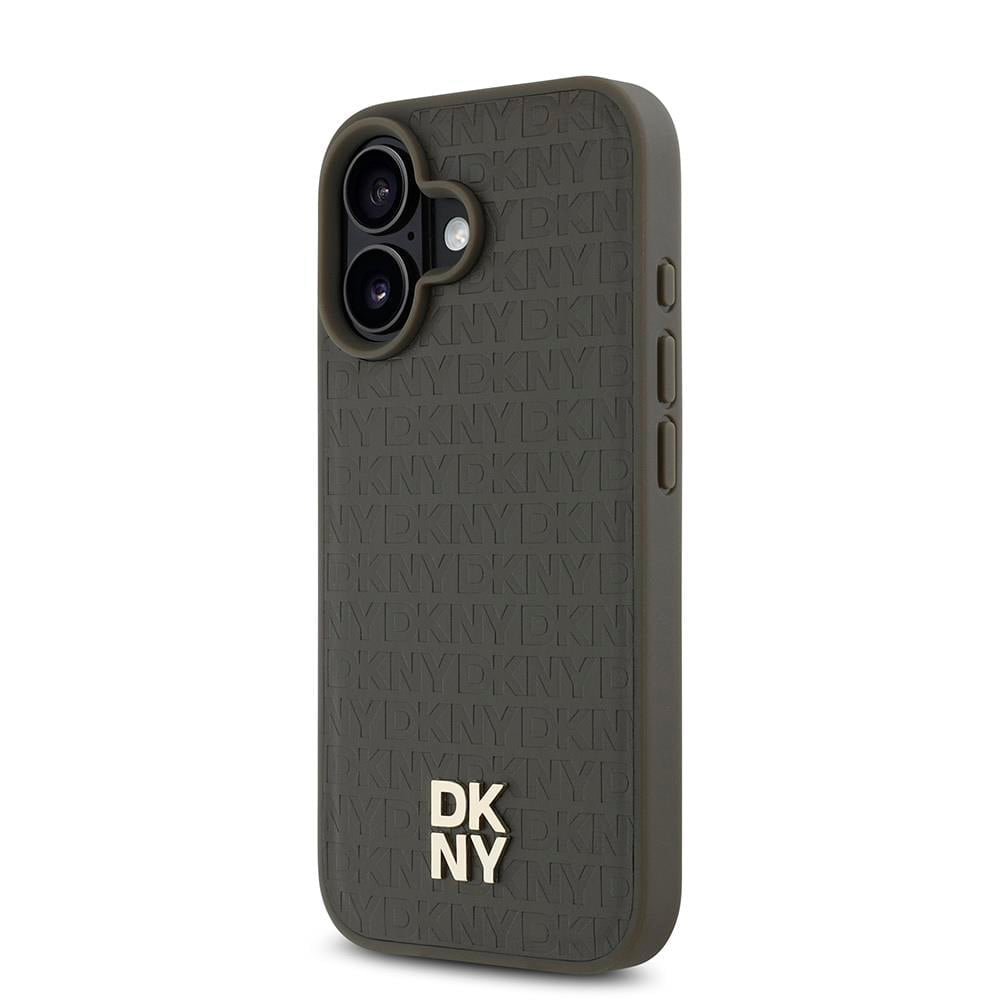 Apple iPhone 16 Plus Kılıf DKNY Orjinal Lisanslı M-safe Şarj Özellikli 3D Yazılı Repeat Pattern Kapak