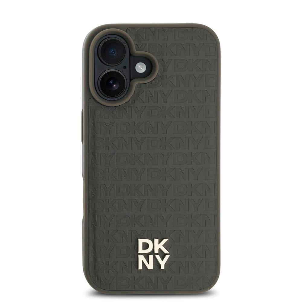 Apple iPhone 16 Plus Kılıf DKNY Orjinal Lisanslı M-safe Şarj Özellikli 3D Yazılı Repeat Pattern Kapak