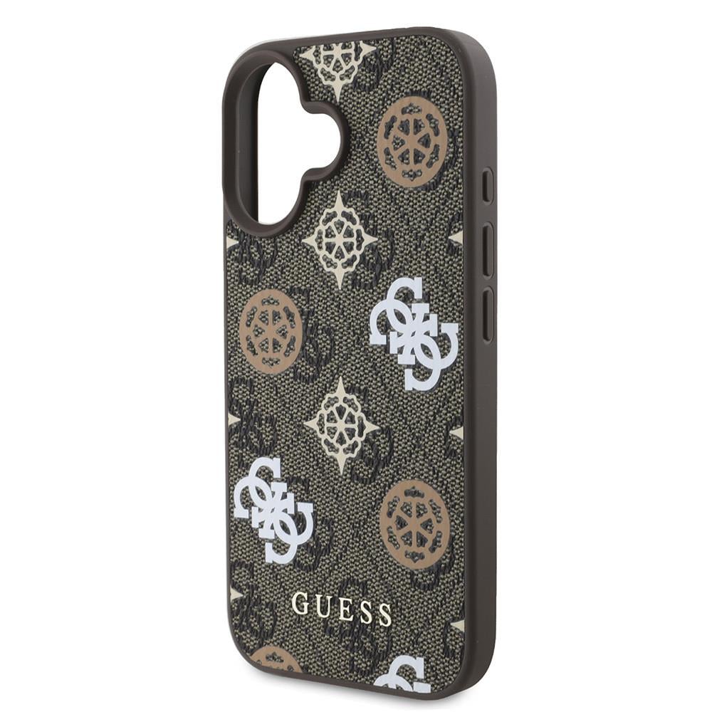 Apple iPhone 16 Plus Kılıf Guess Orjinal Lisanslı M-safe Şarj Özellikli 4G Desenli Yazı Logolu Peony Kapak