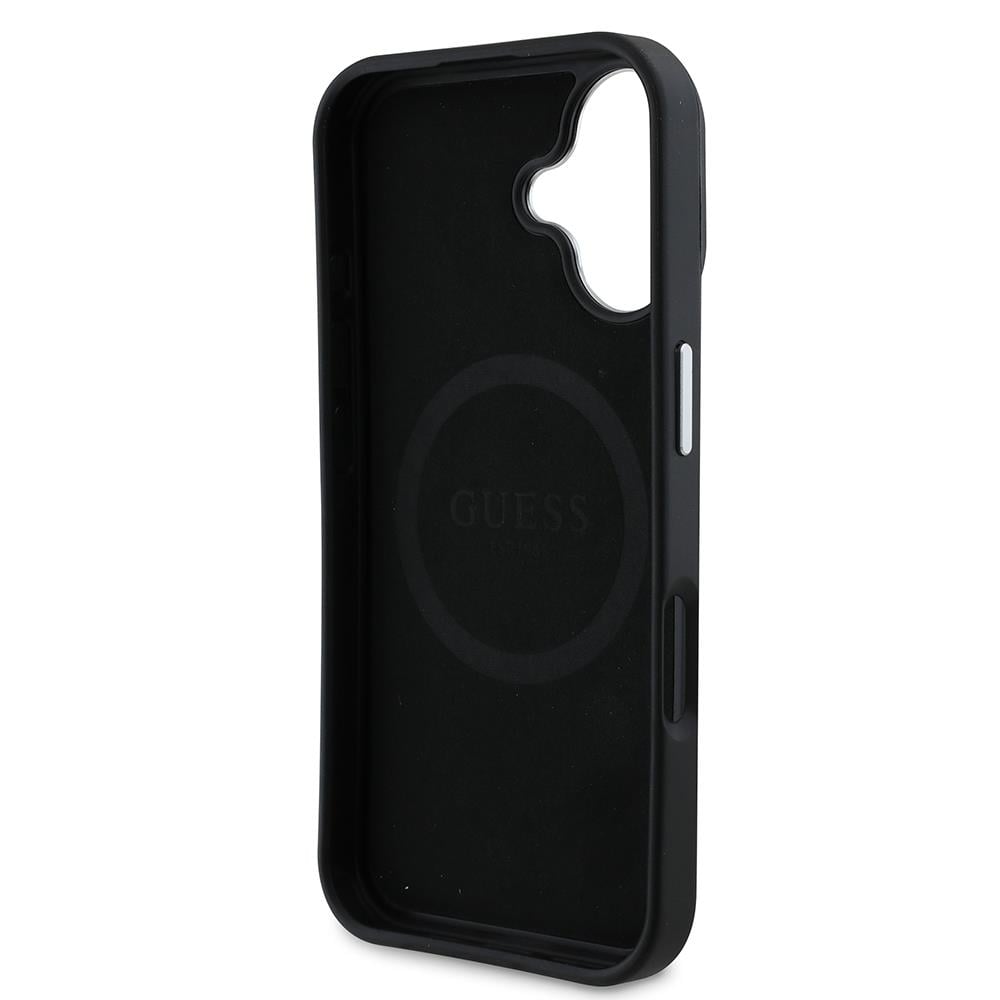 Apple iPhone 16 Plus Kılıf Guess Orjinal Lisanslı M-safe Şarj Özellikli Grained Triangle Kapak