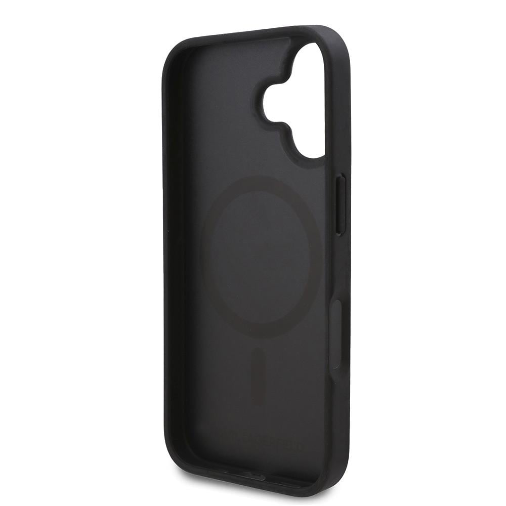 Apple iPhone 16 Plus Kılıf Karl Lagerfeld Orjinal Lisanslı M-safe Şarj Özellikli KL Yazılı Hot Stamp Kapak