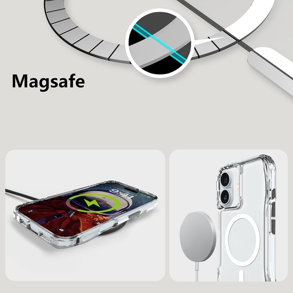 Apple iPhone 16 Plus Kılıf M-safe Şarj Özellikli Airbagli Şeffaf Zore İncek Kapak