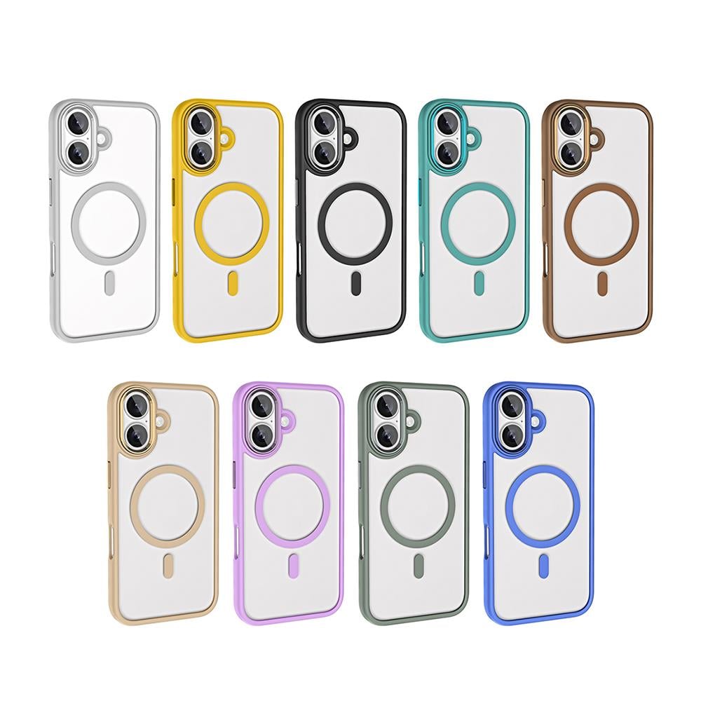 Apple iPhone 16 Plus Kılıf Wireless Şarj Özellikli Zore Krom M-safe Silikon Kapak