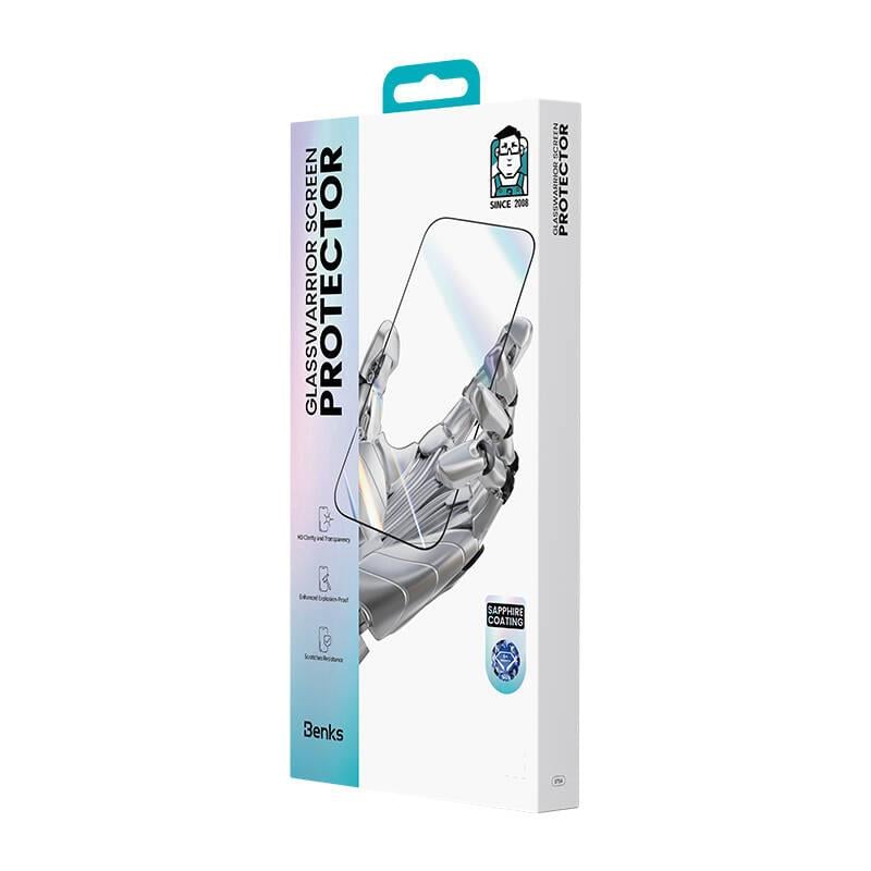 Apple iPhone 16 Pro Benks Glass Warrior Safir Coating 0.9mm Kenarları Dayanıklaştırılmış Cam Ekran Koruyucu + Kolay Uygulama Aparatı