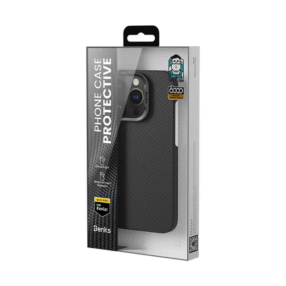 Apple iPhone 16 Pro Kılıf Benks M-safe Şarj Özellikli Metal Kamera Çerçeveli Magnetik ArmorAir 600D Kevlar Fiber Kapak