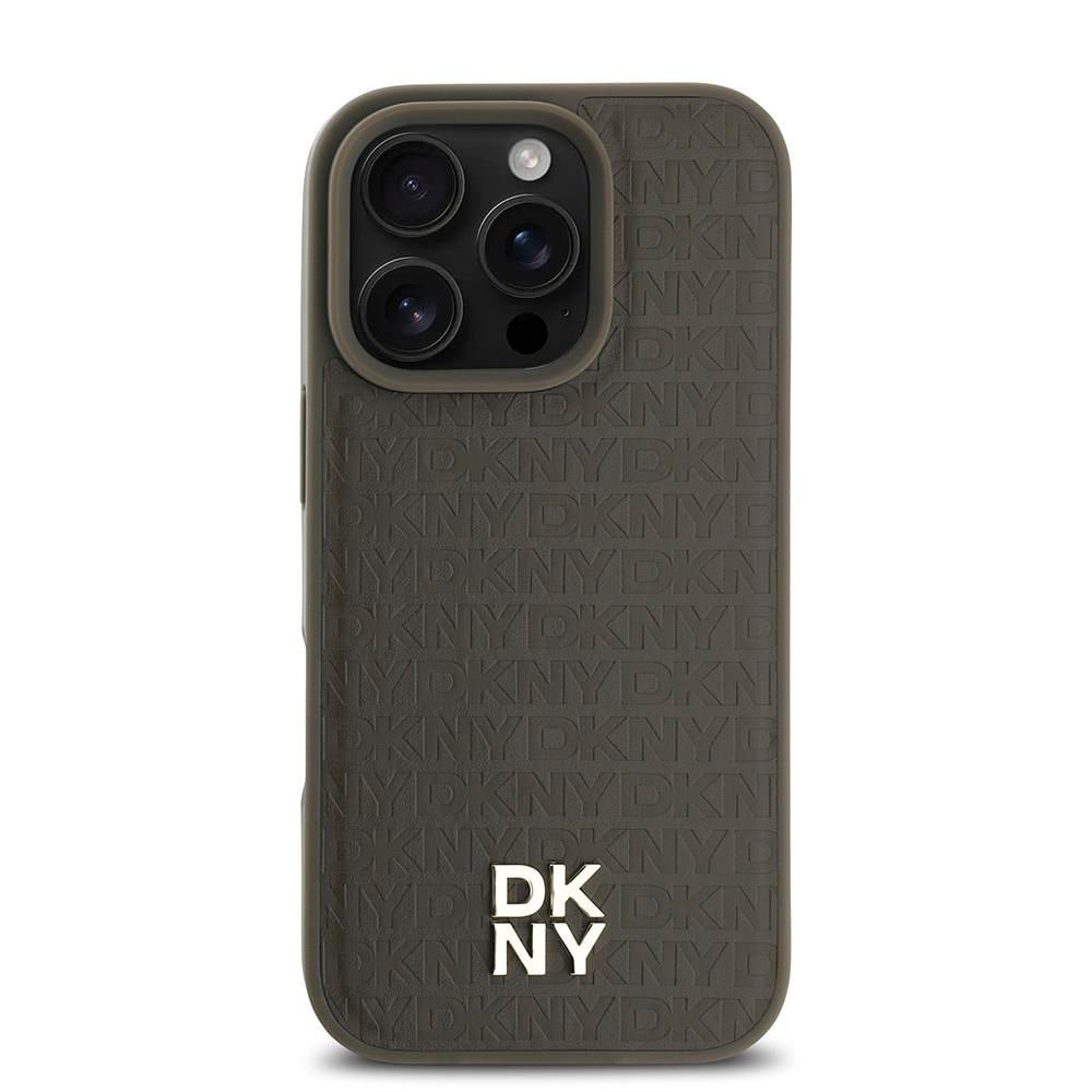 Apple iPhone 16 Pro Kılıf DKNY Orjinal Lisanslı M-safe Şarj Özellikli 3D Yazılı Repeat Pattern Kapak