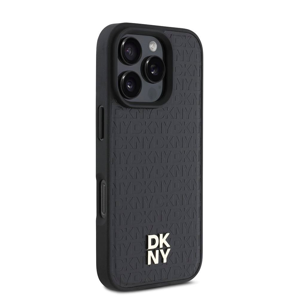 Apple iPhone 16 Pro Kılıf DKNY Orjinal Lisanslı M-safe Şarj Özellikli 3D Yazılı Repeat Pattern Kapak