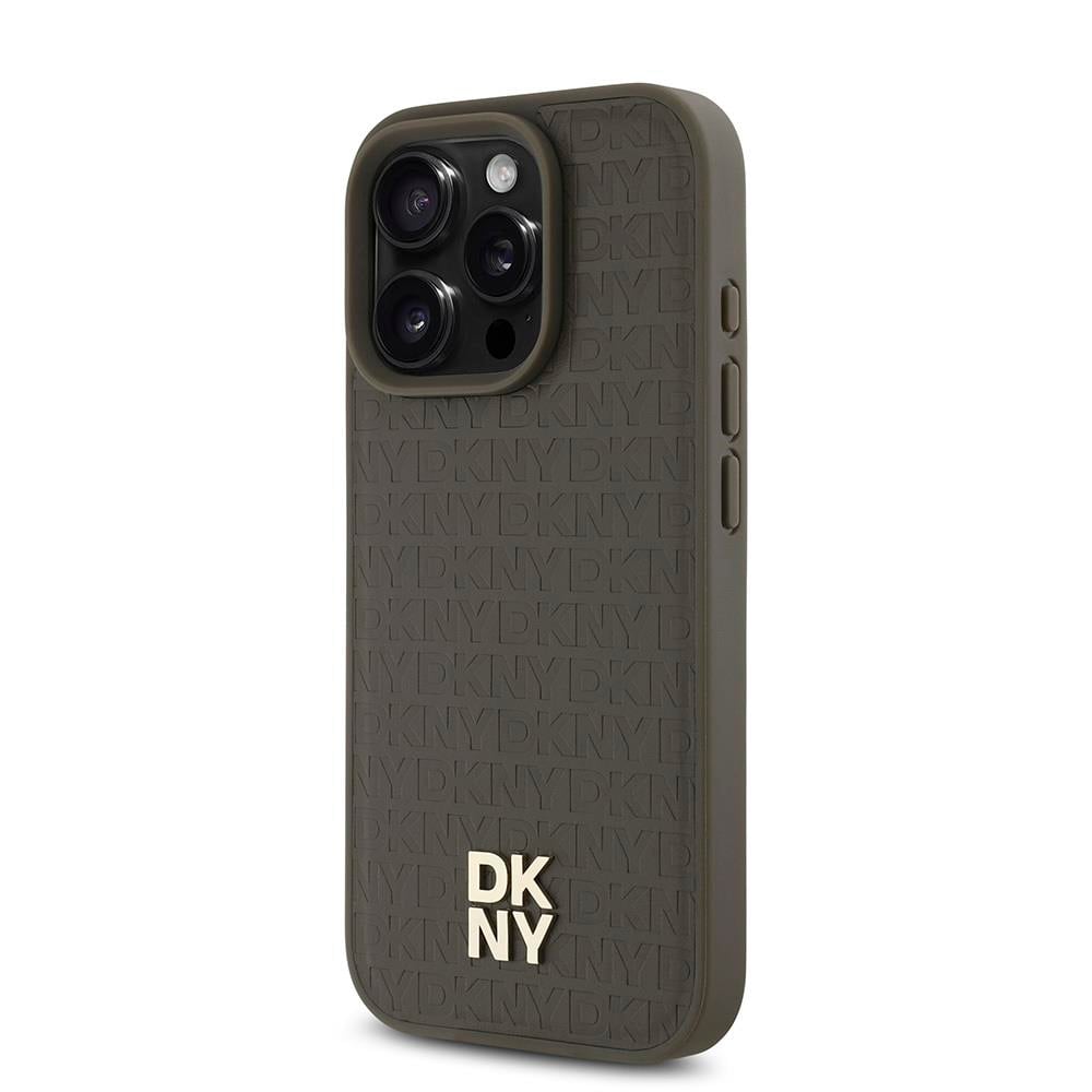 Apple iPhone 16 Pro Kılıf DKNY Orjinal Lisanslı M-safe Şarj Özellikli 3D Yazılı Repeat Pattern Kapak