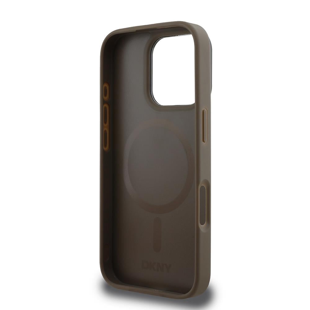 Apple iPhone 16 Pro Kılıf DKNY Orjinal Lisanslı M-safe Şarj Özellikli PU Deri Plain Kapak