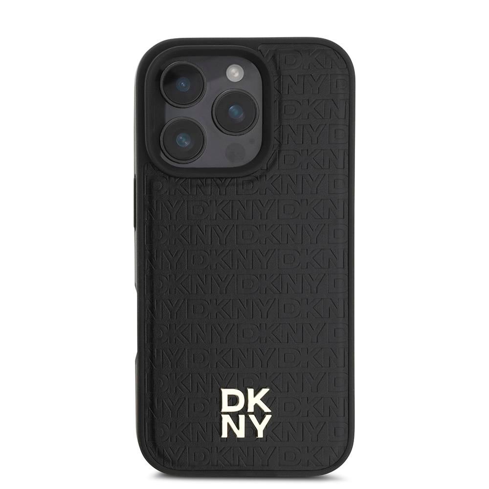 Apple iPhone 16 Pro Kılıf DKNY Orjinal Lisanslı M-safe Şarj Özellikli 3D Yazılı Repeat Pattern Kapak