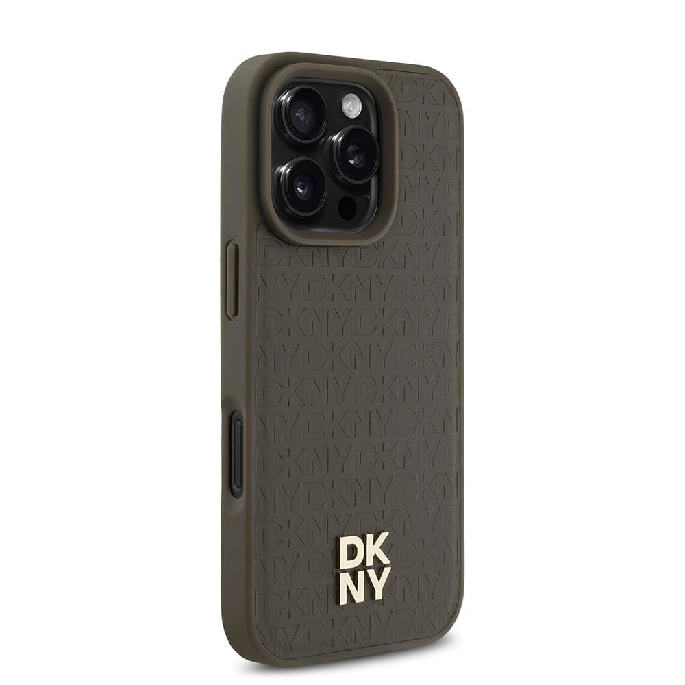 Apple iPhone 16 Pro Kılıf DKNY Orjinal Lisanslı M-safe Şarj Özellikli 3D Yazılı Repeat Pattern Kapak
