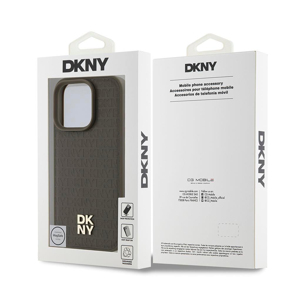 Apple iPhone 16 Pro Kılıf DKNY Orjinal Lisanslı M-safe Şarj Özellikli 3D Yazılı Repeat Pattern Kapak