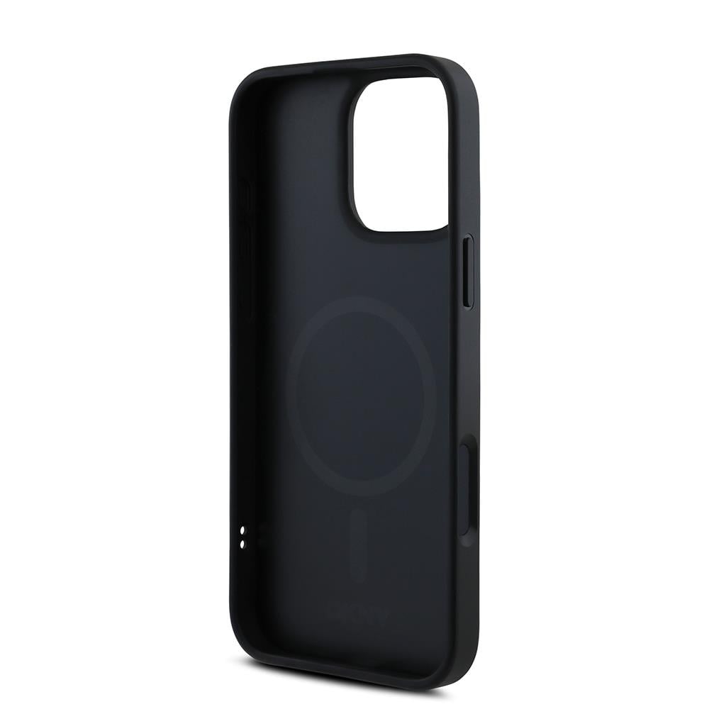 Apple iPhone 16 Pro Kılıf DKNY Orjinal Lisanslı M-safe Şarj Özellikli Metal Logolu PU Deri Grained Kapak