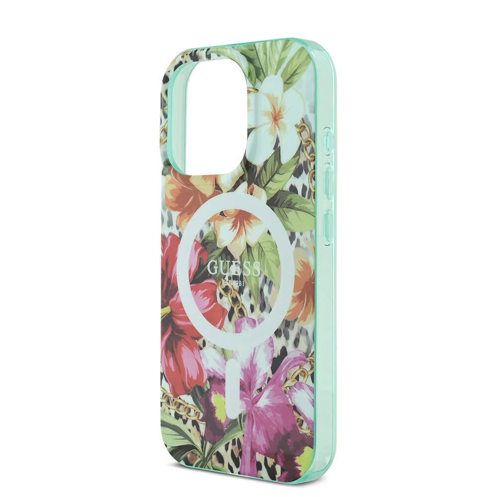 Apple iPhone 16 Pro Kılıf Guess Orjinal Lisanslı M-safe Şarj Özellikli IML Baskılı Jungle Ring Kapak