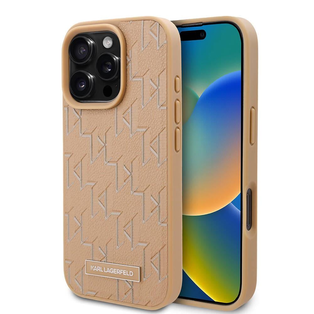 Apple iPhone 16 Pro Kılıf Karl Lagerfeld Orjinal Lisanslı M-safe Şarj Özellikli KL Yazılı Hot Stamp Kapak