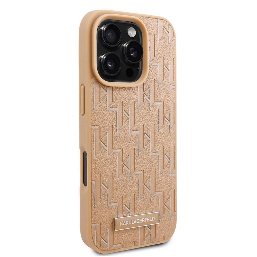 Apple iPhone 16 Pro Kılıf Karl Lagerfeld Orjinal Lisanslı M-safe Şarj Özellikli KL Yazılı Hot Stamp Kapak