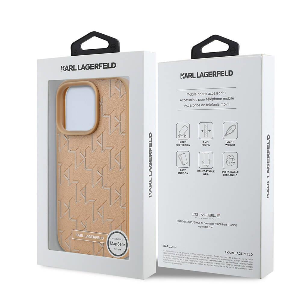 Apple iPhone 16 Pro Kılıf Karl Lagerfeld Orjinal Lisanslı M-safe Şarj Özellikli KL Yazılı Hot Stamp Kapak