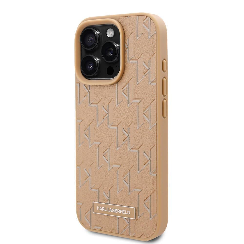 Apple iPhone 16 Pro Kılıf Karl Lagerfeld Orjinal Lisanslı M-safe Şarj Özellikli KL Yazılı Hot Stamp Kapak