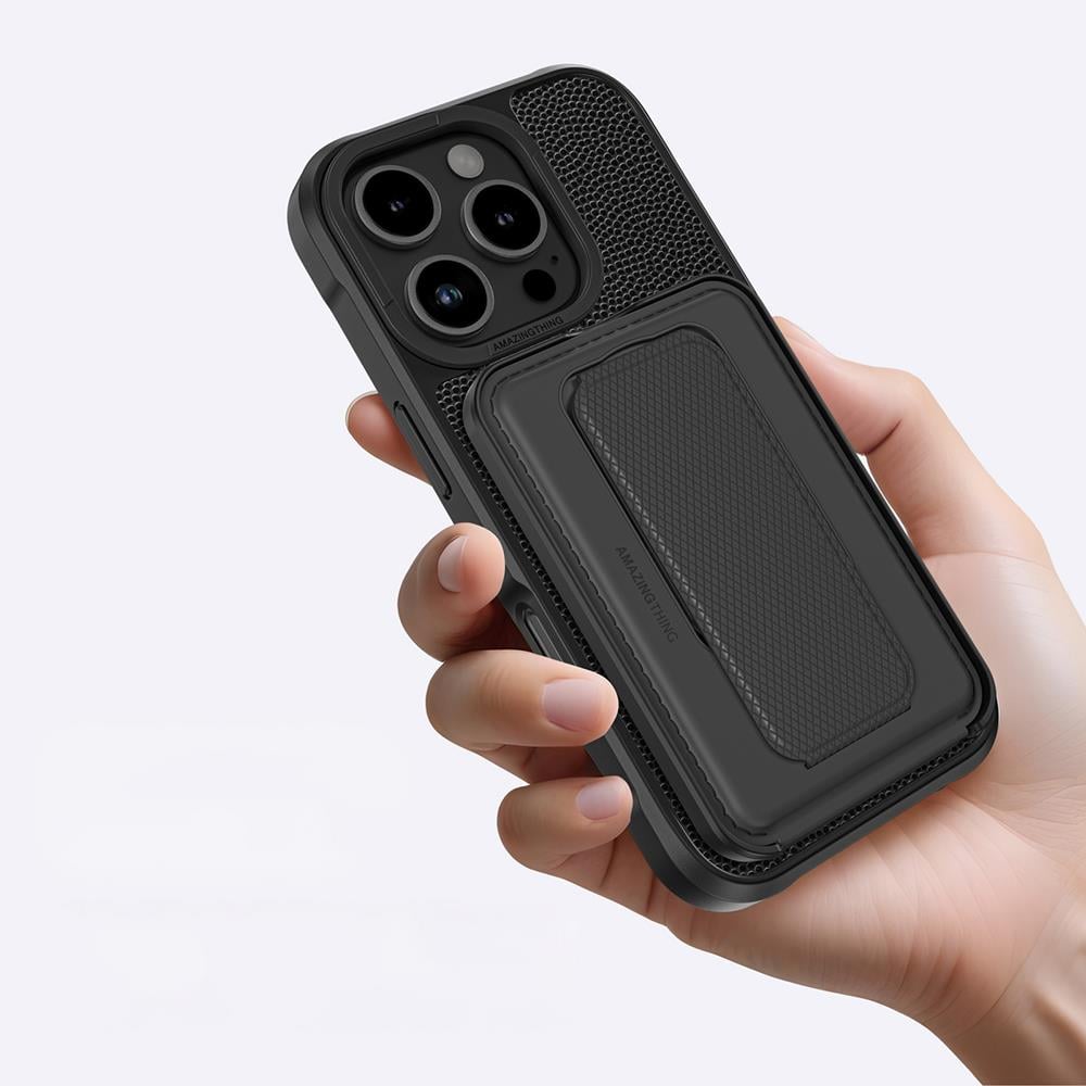 Apple iPhone 16 Pro Kılıf M-safe Şarj Özellikli Standlı Kartlıklı Set Amazingthing Glamour Luxe Serisi Kapak
