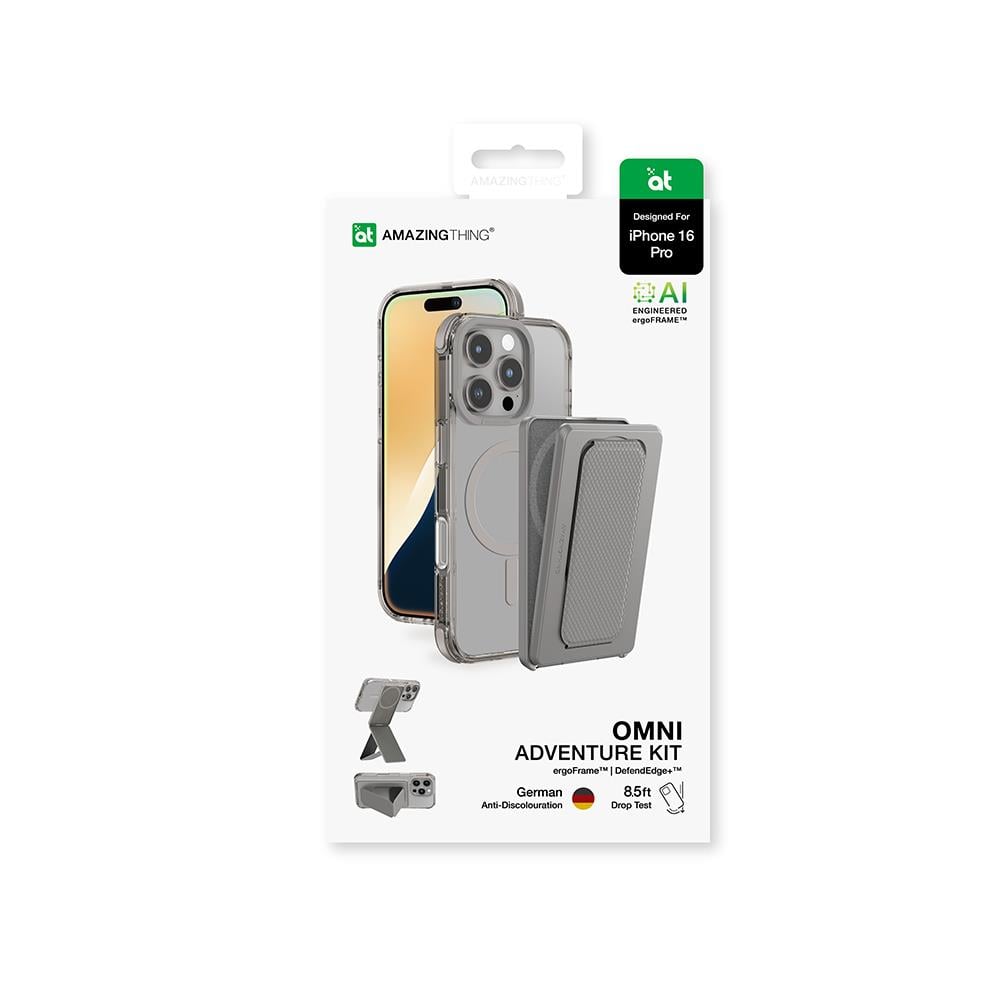 Apple iPhone 16 Pro Kılıf M-safe Şarj Özellikli Standlı Set Amazingthing Omni Adventure Serisi Kapak