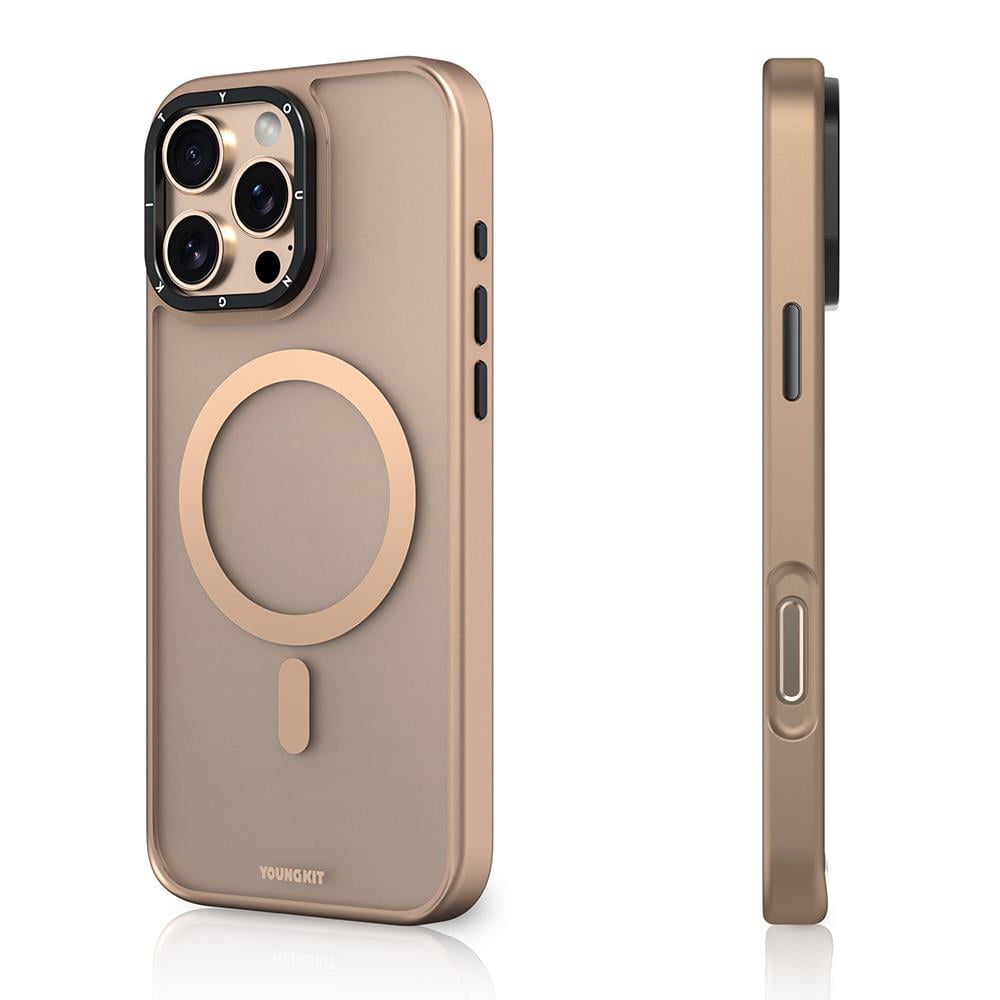 Apple iPhone 16 Pro Kılıf M-safe Şarj Özellikli Cam Arka Yüzey TPU Youngkit Gemstone Serisi Kapak