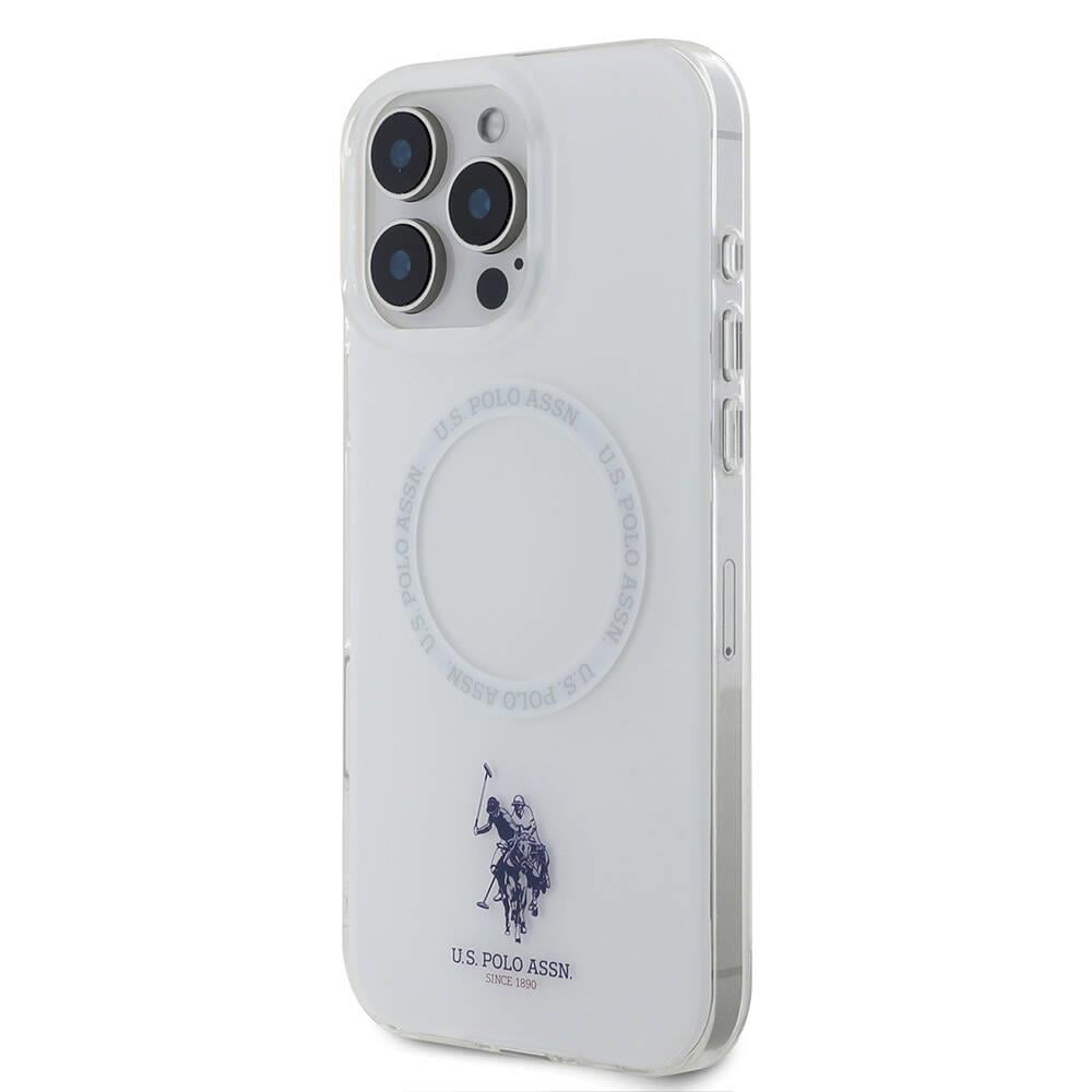 Apple iPhone 16 Pro Kılıf U.S. Polo Assn. Orjinal Lisanslı M-safe Şarj Özellikli IML Double Horse Logolu Ring Kapak