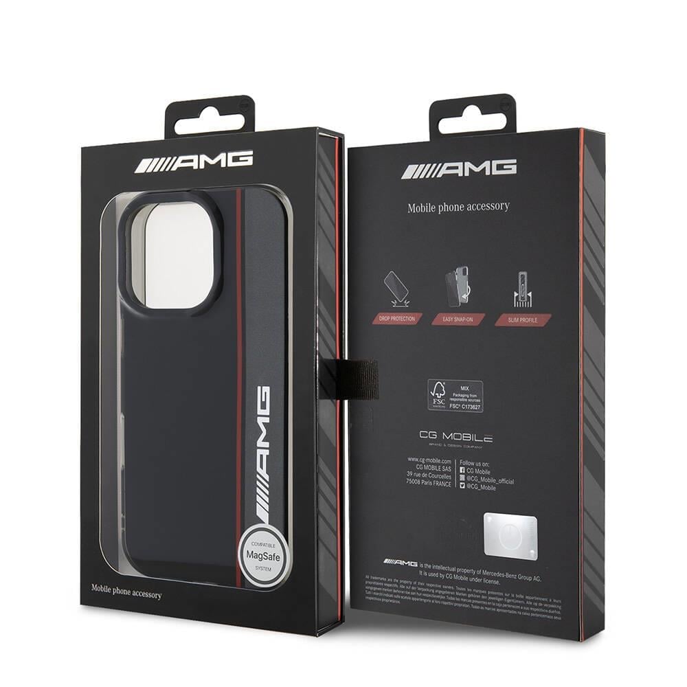 Apple iPhone 16 Pro Max Kılıf AMG Orjinal Lisanslı M-safe Şarj Özellikli IML Baskı Logolu Çift Katmanlı Bow Lines Kapak