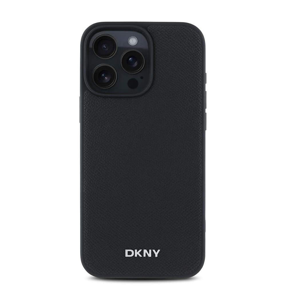 Apple iPhone 16 Pro Max Kılıf DKNY Orjinal Lisanslı M-safe Şarj Özellikli Metal Logolu PU Deri Grained Kapak