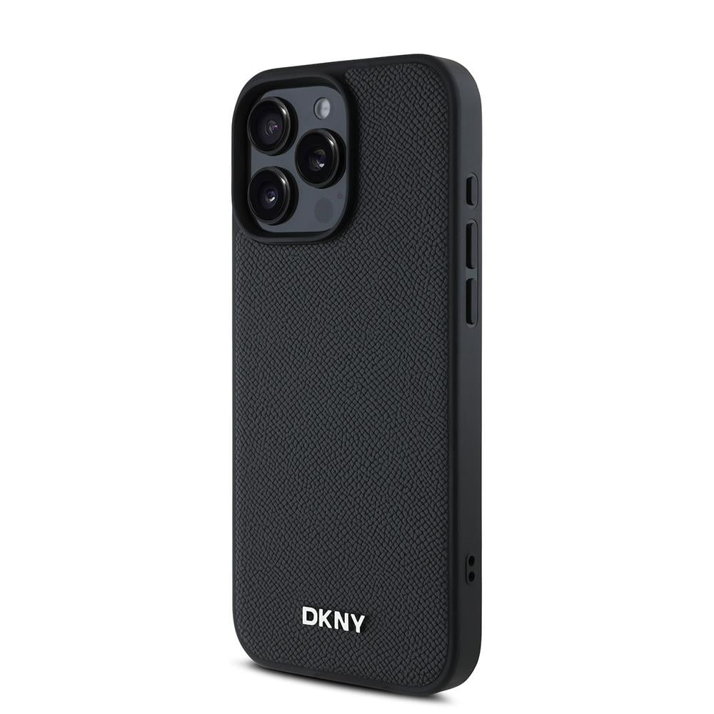 Apple iPhone 16 Pro Max Kılıf DKNY Orjinal Lisanslı M-safe Şarj Özellikli Metal Logolu PU Deri Grained Kapak