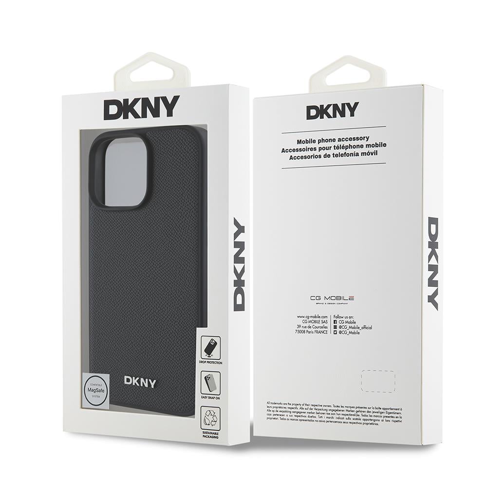 Apple iPhone 16 Pro Max Kılıf DKNY Orjinal Lisanslı M-safe Şarj Özellikli Metal Logolu PU Deri Grained Kapak