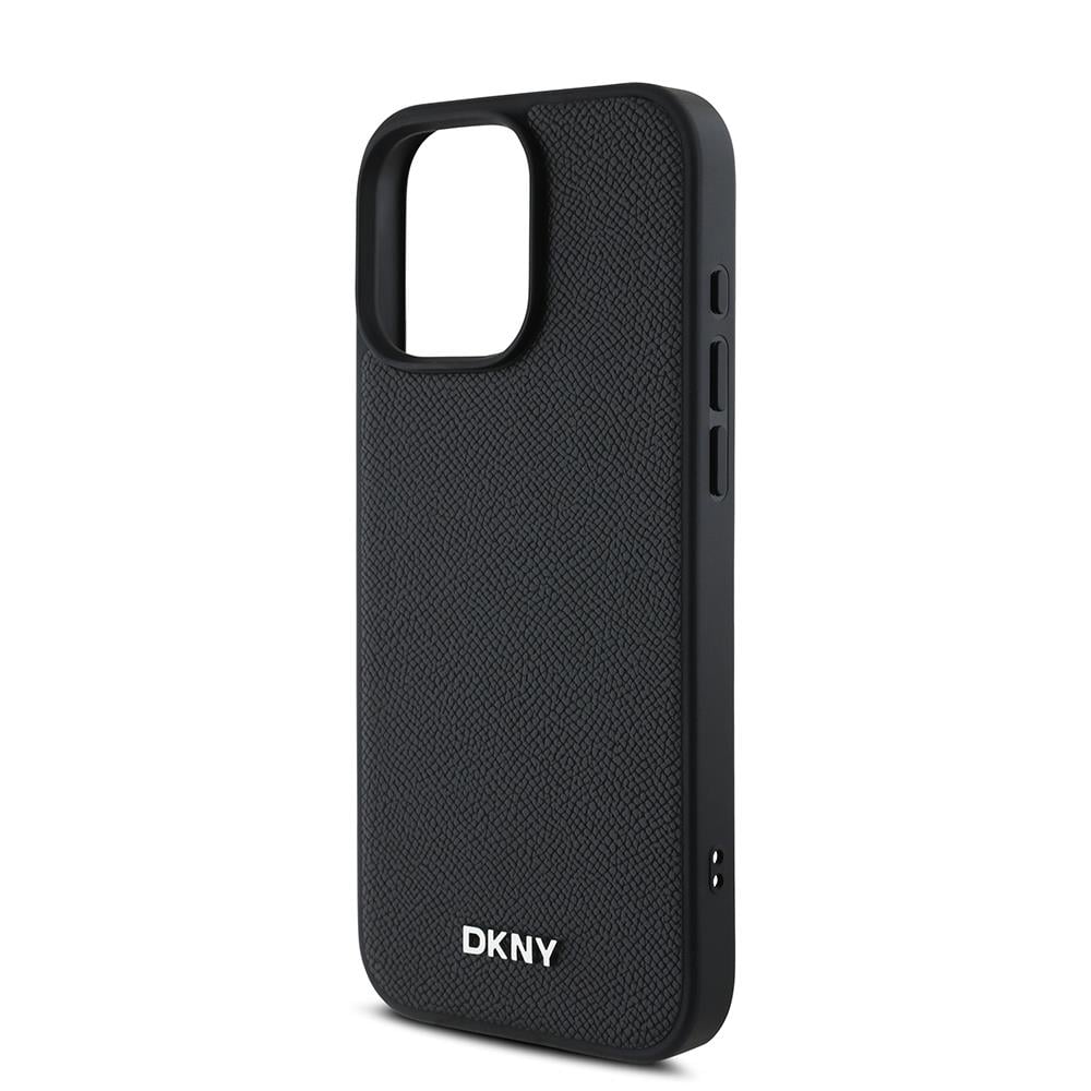 Apple iPhone 16 Pro Max Kılıf DKNY Orjinal Lisanslı M-safe Şarj Özellikli Metal Logolu PU Deri Grained Kapak