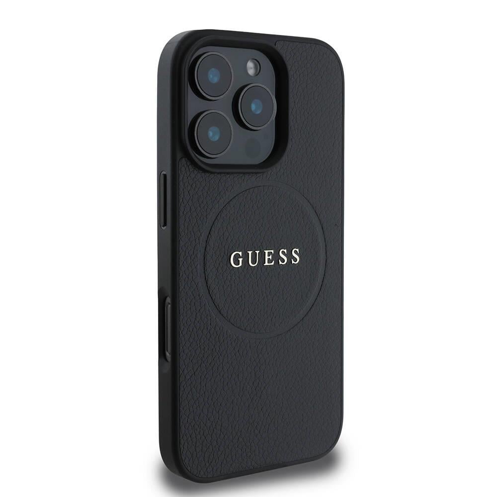Apple iPhone 16 Pro Max Kılıf Guess Orjinal Lisanslı M-safe Şarj Özellikli Yazı Logolu Grained Kapak